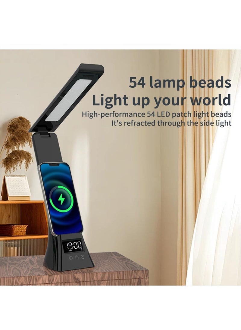 Generic LED Desk Lamp with Wireless Charger, USB Charging Port, 3 Brightness, Desk Lamps for Home Office, Dimmable Table Lamp Eye Caring Reading Light, Touch Control, Auto Timer, Black  - Image 3