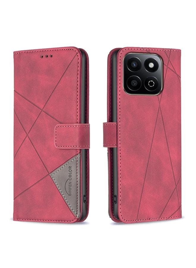 S-TOP Case For Honor 200 Smart / X7C Magnetic Buckle Rhombus Texture Leather Phone Case - Image 1