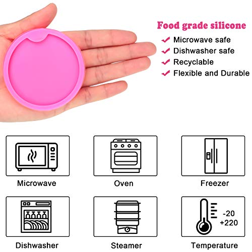 Romooa 8 Pieces Car Coaster Mold DIY Round Coaster Resin Silicone Mold Epoxy Casting Silicone Keyring for Cup Mats, Home Decoration, Pink, 6.5 Cm, 7.5 Cm,8.5cm, 10cm Diameter - Image 3