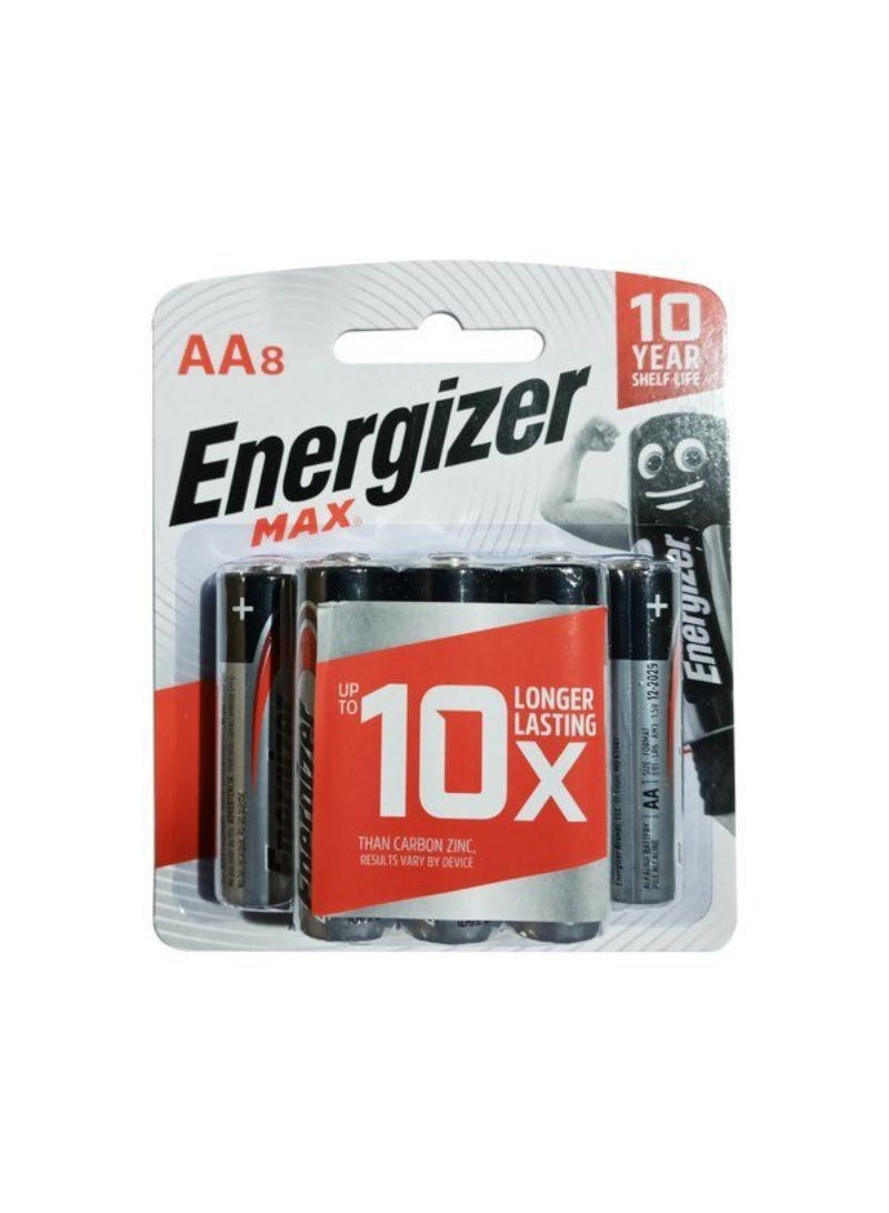 Energizer AA Square Max Alkaline Batteries E91 BP8