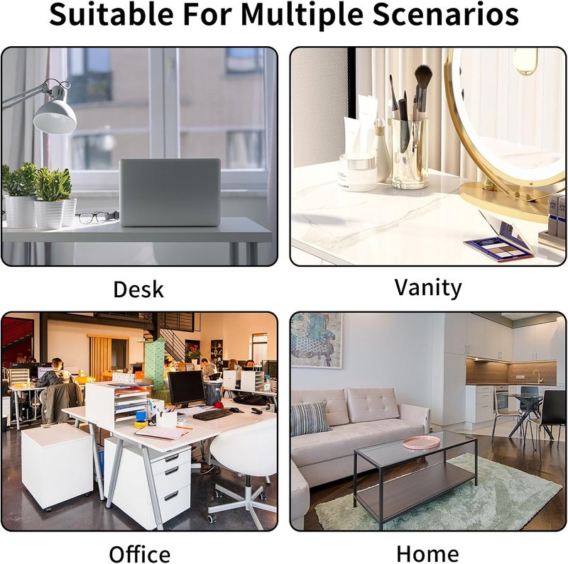 SAGREENY Mini Desk Organizer, Plastic Makeup Vanity Organizer Box, Desktop Pencil Card Holder For Desk Storage, Desk Organization With 6 Compartments And 2 Drawersfor School, Home, Office - Image 4