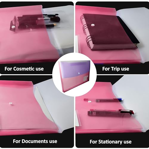 Shuban 12 Pcs My Clear Plastic Gazette Folder FS/Legal Heavy Duty Twin Double Pocket Document File Holder, Envelope Holder Storage Case, Snap Button Organizer (Assorted Color) - Image 5