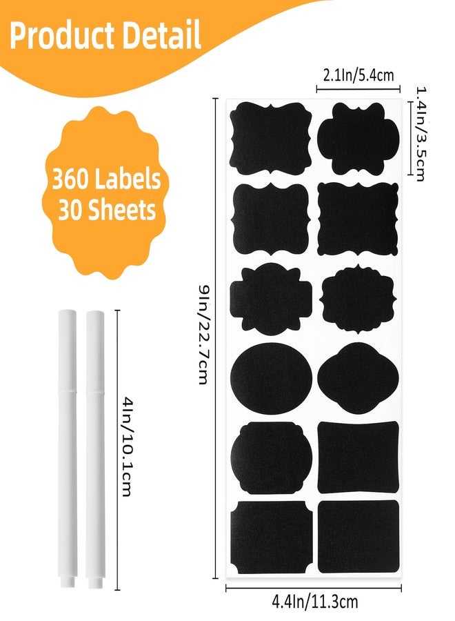 Homrelaxy 360Pcs Chalkboard Labels - 2.1x1.4 Inch Reusable Blackboard Stickers with 2 White Erasable Chalk Markers, 12 Assorted Shapes, for Mason Jars, Food Containers, and Pantry Storage - Image 2