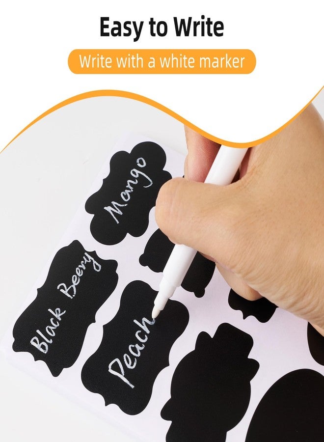 Homrelaxy 360Pcs Chalkboard Labels - 2.1x1.4 Inch Reusable Blackboard Stickers with 2 White Erasable Chalk Markers, 12 Assorted Shapes, for Mason Jars, Food Containers, and Pantry Storage - Image 3