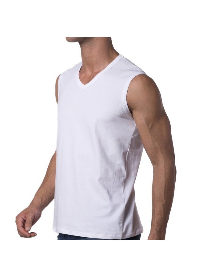 Y2Y2 Men's Sleeveless V-Neck T-Shirt, White, Big and Tall 2XL (50"-52") - Image 2