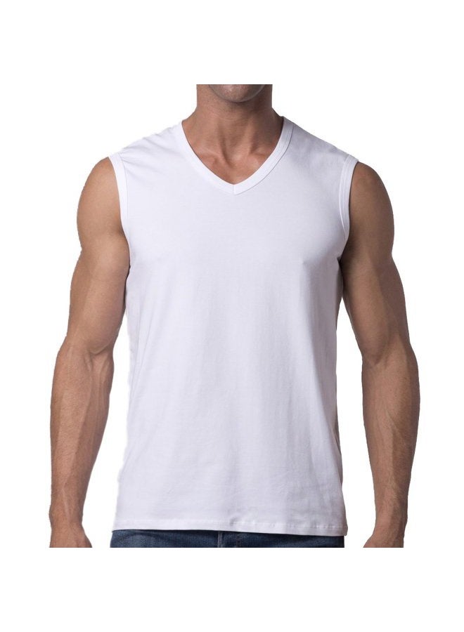 Y2Y2 Men's Sleeveless V-Neck T-Shirt, White, Big and Tall 2XL (50"-52") - Image 1