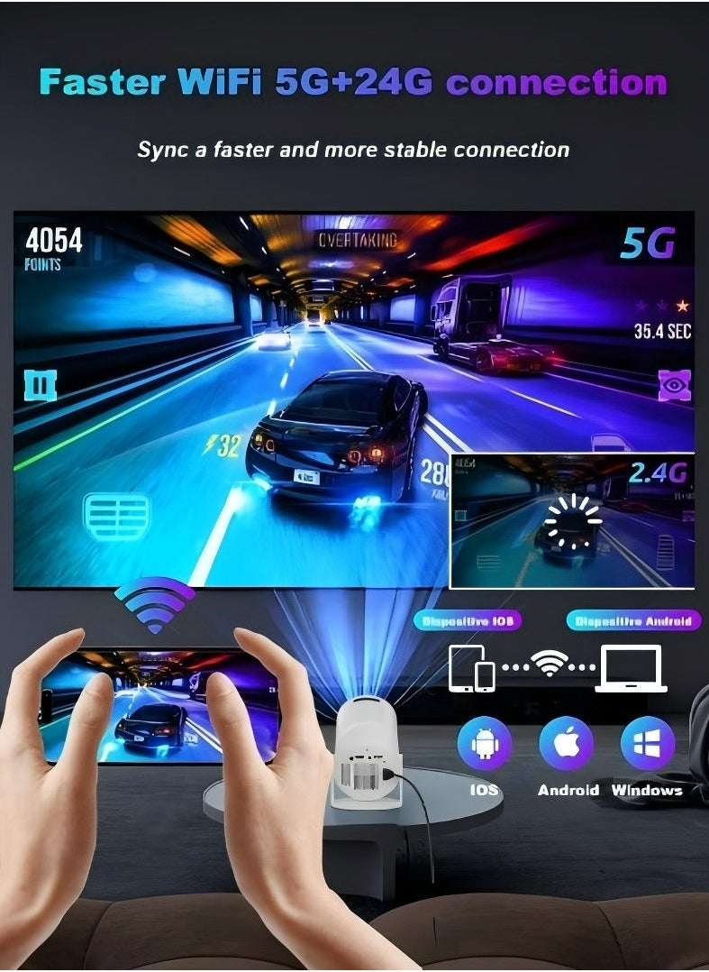 MAGCUBIC - Mini Portable Projector - 5G Wifi 6 BT 5.0 Android 11, Projector 4K 1080P Full HD Support 8000 Lumens, Horizontal Keystone Correction Auto Led Projector, Projector for Telephone - Image 1