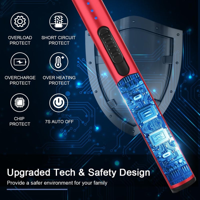 SUPRUS Electric Arc Windproof Flameless USB Rechargeable Lighter with Safety Lock for Candle (Red) - Image 4