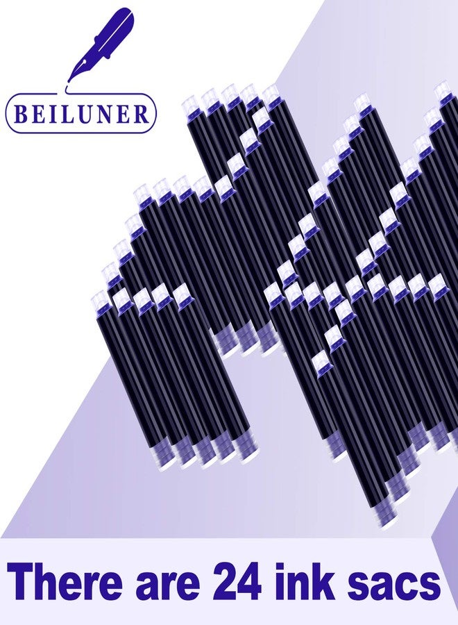 BEILUNER Fountain Pen Set Ink Cartridges Blue Color, Value Pack of 24 Refill Ink Cartridges, 2.6 mm Bore Diameter- Preppy Combo for Fine Writing - Image 3