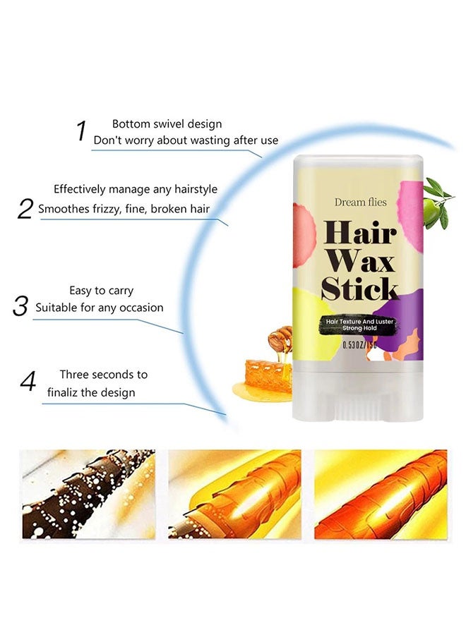 lakerain Hair Wax Stick， Hair Finishing Stick Anti Frizz Hair Flyaway Wax Tamer Edge Brush Hair Mascara Flyaway Hair Stick Moisturizing and Shine Enhancing Hair Finishing Gel 15g - Image 4