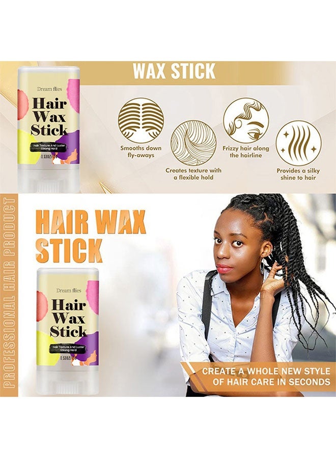 lakerain Hair Wax Stick， Hair Finishing Stick Anti Frizz Hair Flyaway Wax Tamer Edge Brush Hair Mascara Flyaway Hair Stick Moisturizing and Shine Enhancing Hair Finishing Gel 15g - Image 3