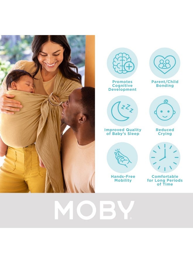 Moby Baby Wrap Carrier Ring Sling for Newborns to Toddlers, Hands-Free, Versatile Support for Moms & Dads, Breathable & Lightweight, Supports Children 8-30 lbs (Saffron) - Image 2