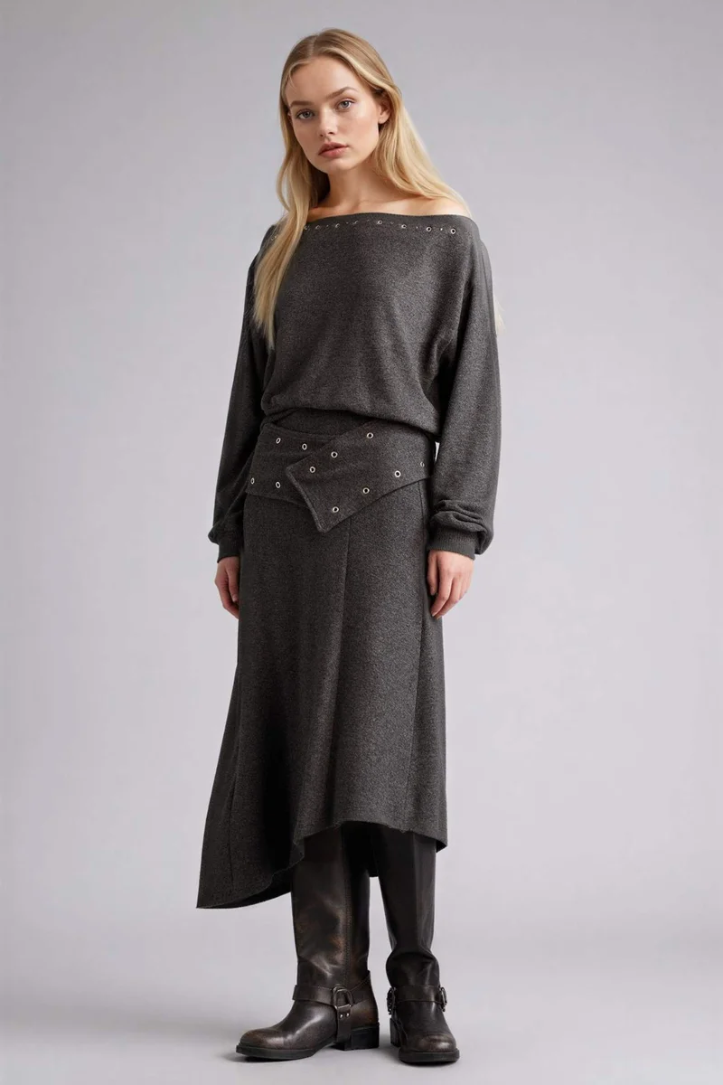 DeFacto A Cut Normal Waist Midi Knitted Skirt