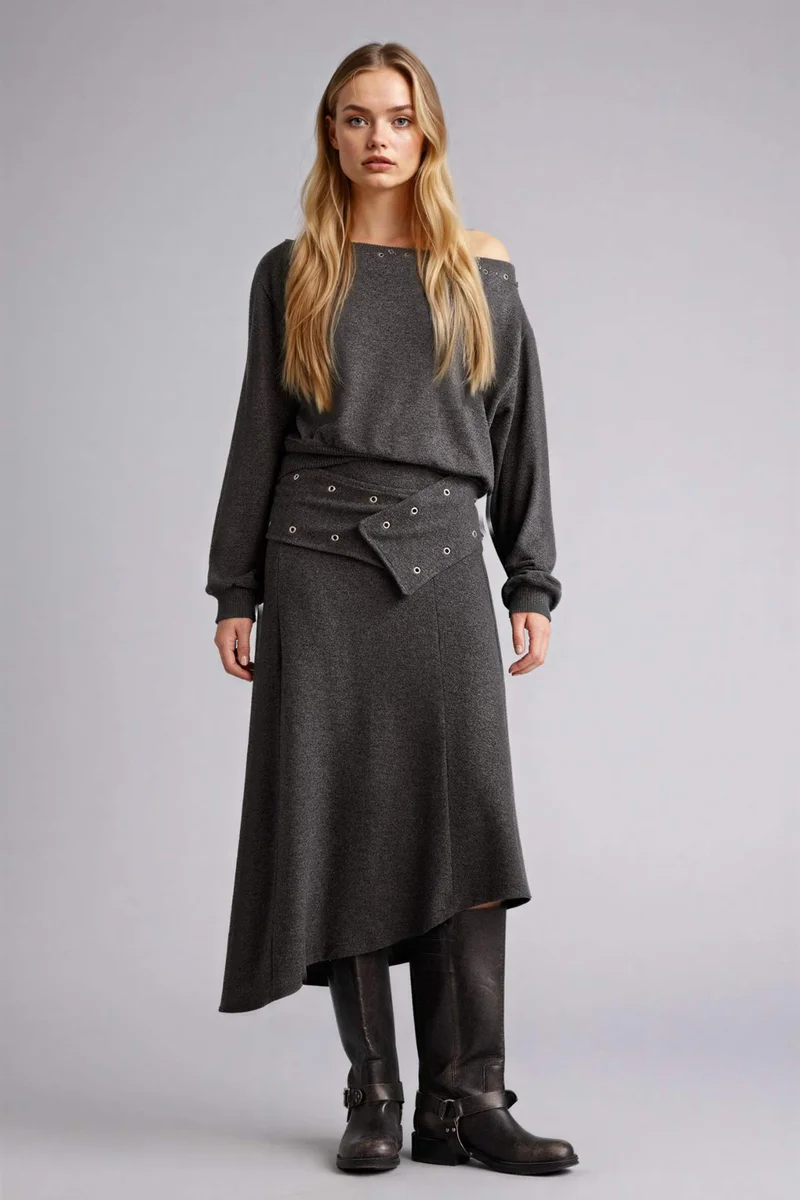 DeFacto A Cut Normal Waist Midi Knitted Skirt