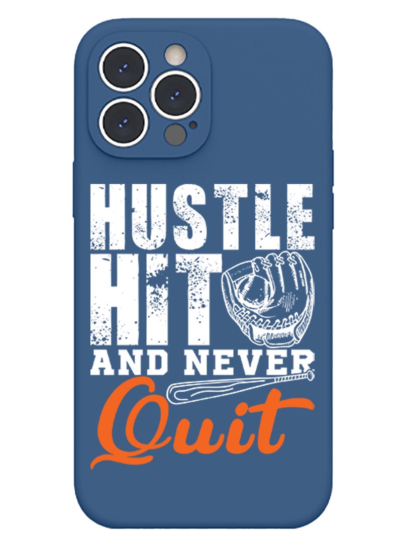 Theodor Protective Slim Fit Case Liquid Silicone Cover with Full Body Protection Anti-Scratch Shockproof Case For iPhone 12 Pro Max Blue  - Hustle hit and never quit copy - Image 1