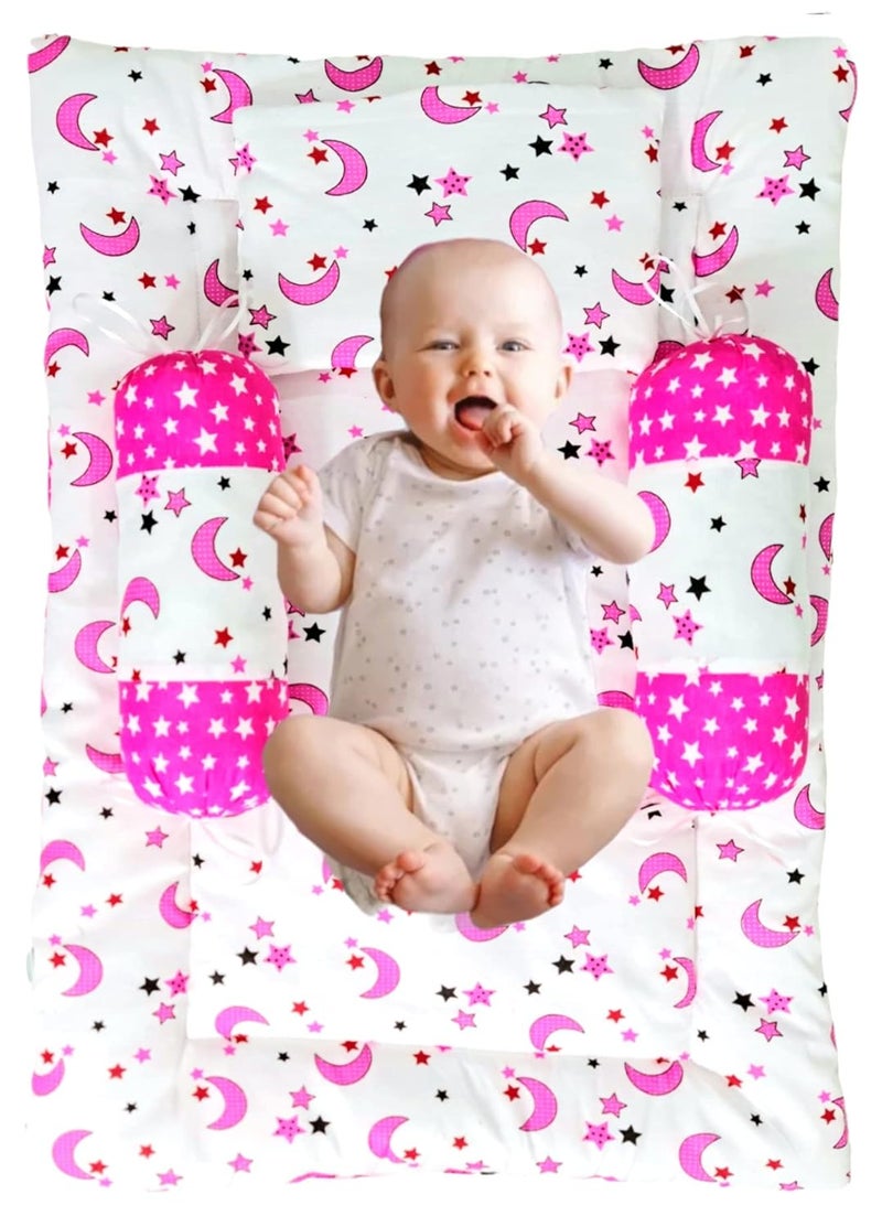 First Kick Gift Pack of Cotton New Born Baby Bedding with 3 Pillow Set Pink, White Set of 1 - Image 2