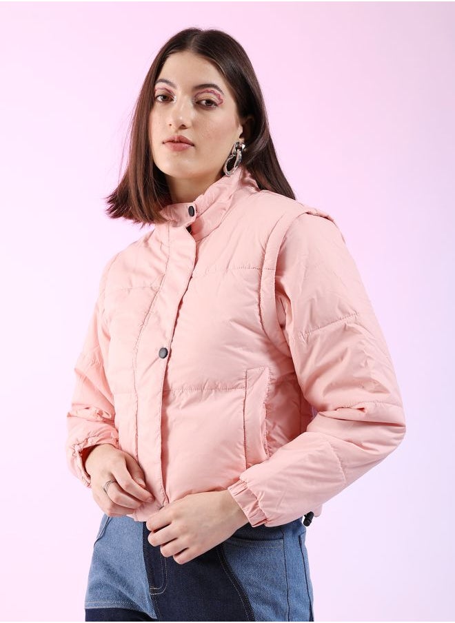Freehand Women Regular Fit Solid Puffer Jacket  - Image 3