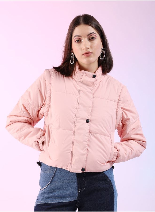 Freehand Women Regular Fit Solid Puffer Jacket  - Image 1