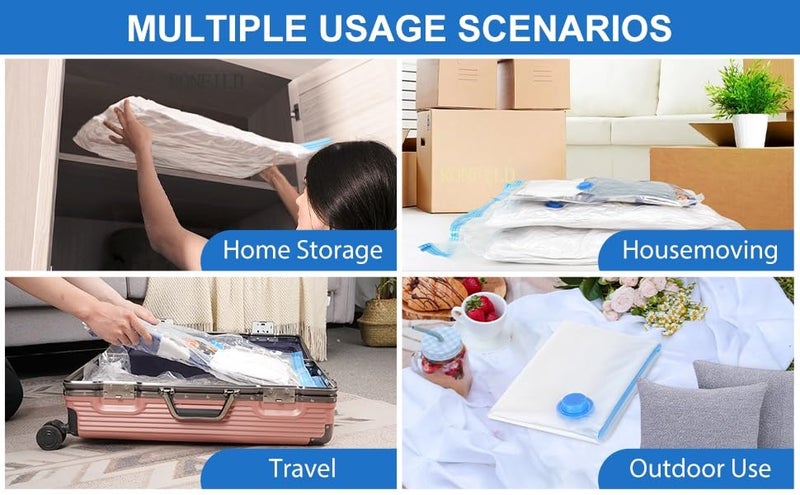 RONFILD Vacuum Compression Storage Bags With Pump5 Pcs Airtight Reusable Packing Bag with Travelling clothes and home BlanketsWinterwear Sealer Bags 2S2M1LSize - Image 2