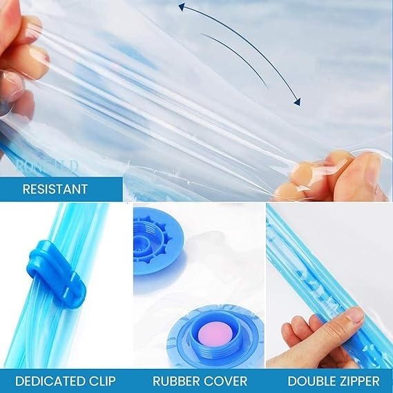 RONFILD Vacuum Compression Storage Bags With Pump5 Pcs Airtight Reusable Packing Bag with Travelling clothes and home BlanketsWinterwear Sealer Bags 2S2M1LSize - Image 3