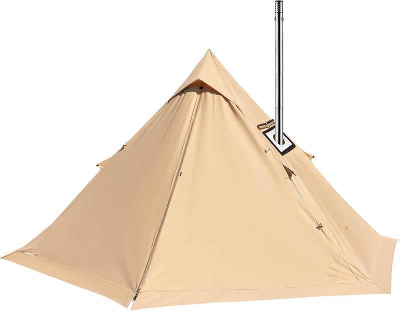 KingCamp Canvas Hot Tent, Lightweight Waterproof & Windproof 4 Season Teepee Hot Tents with Stove Jack for Outdoor Camping - Image 1