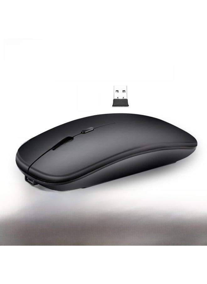 Generic Wireless Optical Mouse 1600dpi High Resolution Usb Interface For Laptop Desktop Computer-Color:2.4G Bluetooth Dual-mode Matte Black  - Image 1