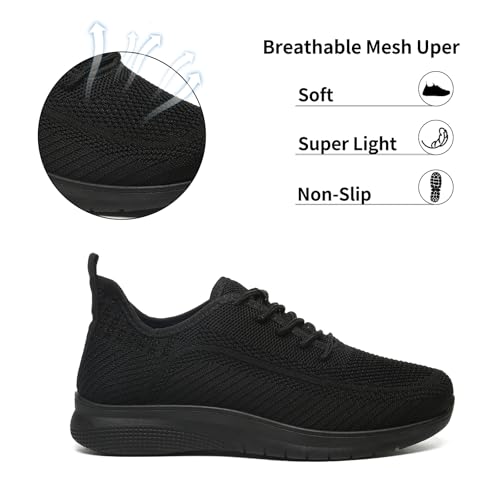 JIOJIT Sneakers for Women Walking Shoes Casual Lightweight Breathable Tennis Shoes Non Slip Work Shopping Travel (Black 8) - Image 5