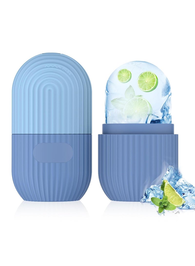 Ice Roller for Face and Eye, Silicone Ice Facial Roller Ice Holder, Face Ice Mold Skin Care, Face Icers Reusable, Blue - Image 1