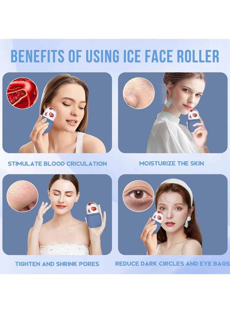 Ice Roller for Face and Eye, Silicone Ice Facial Roller Ice Holder, Face Ice Mold Skin Care, Face Icers Reusable, Blue - Image 4