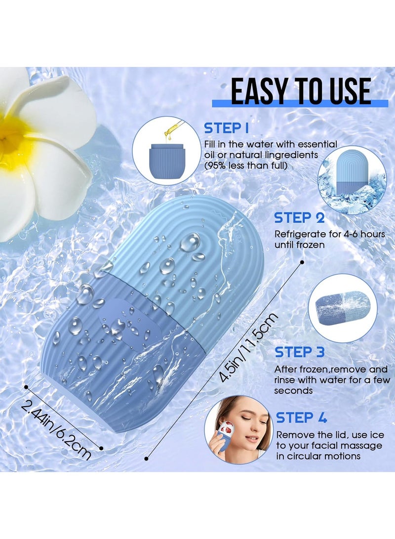 Ice Roller for Face and Eye, Silicone Ice Facial Roller Ice Holder, Face Ice Mold Skin Care, Face Icers Reusable, Blue - Image 5