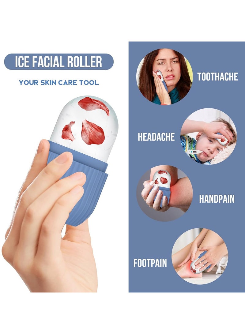 Ice Roller for Face and Eye, Silicone Ice Facial Roller Ice Holder, Face Ice Mold Skin Care, Face Icers Reusable, Blue - Image 3