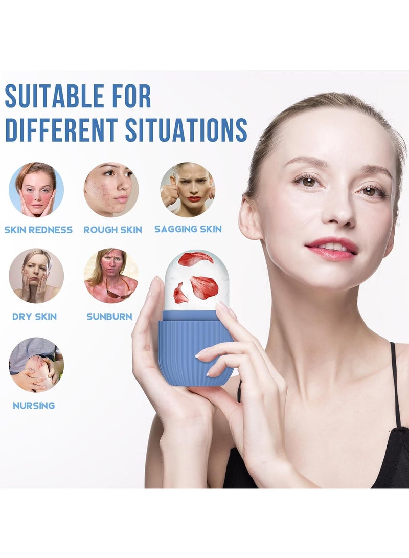 Ice Roller for Face and Eye, Silicone Ice Facial Roller Ice Holder, Face Ice Mold Skin Care, Face Icers Reusable, Blue - Image 2