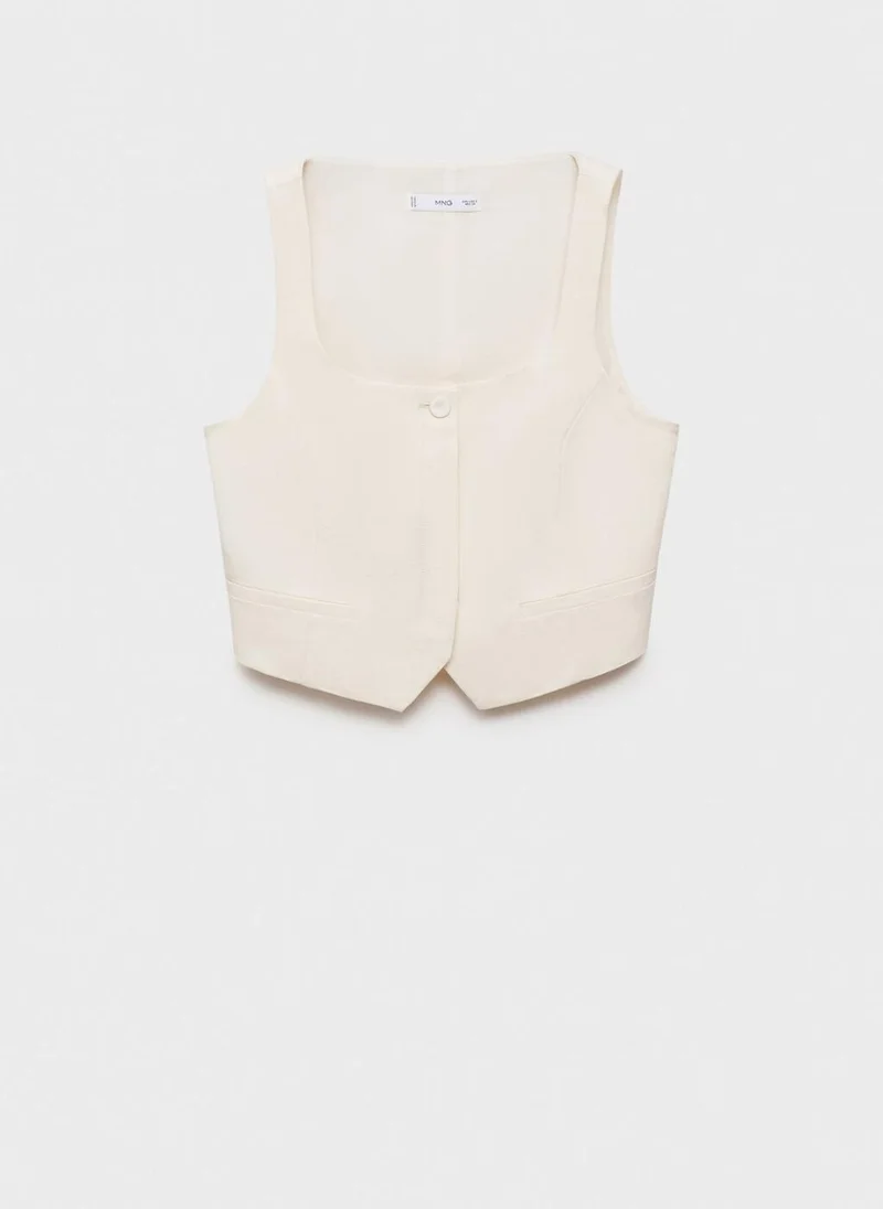 MANGO Linen-Blend Suit Waistcoat