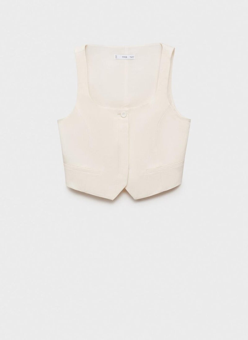 MANGO Linen-Blend Suit Waistcoat  - Image 5