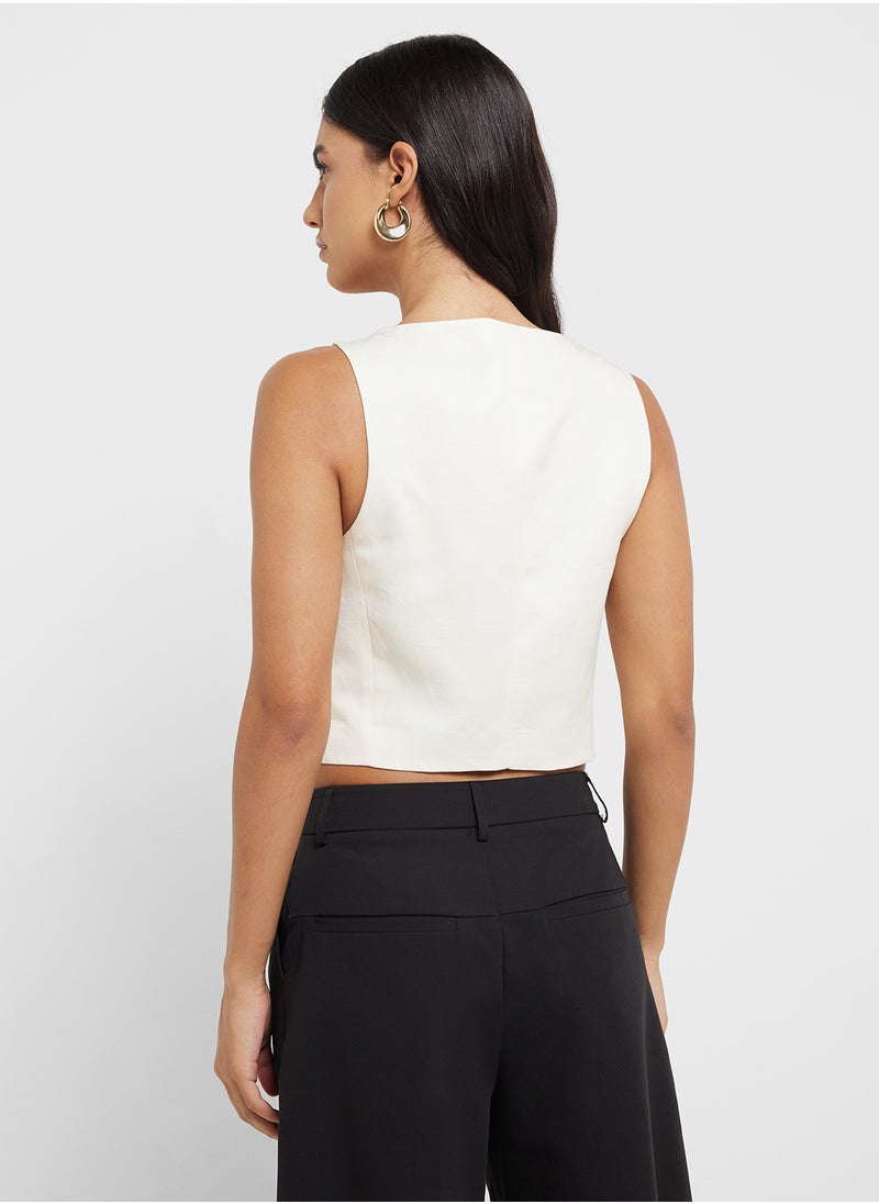 MANGO Linen-Blend Suit Waistcoat  - Image 2