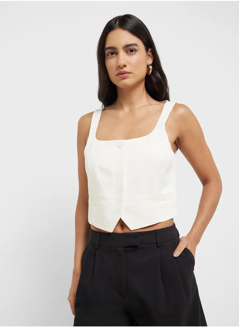 مانجو Linen-Blend Suit Waistcoat