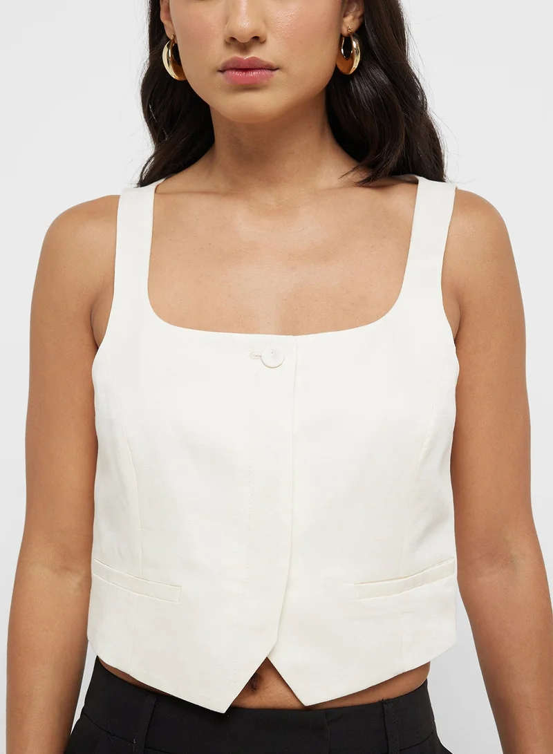Mango  Linen-Blend Suit Waistcoat for Women | Best Price UAE