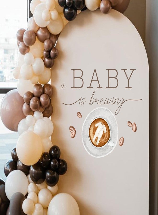 Capiont Baby is Brewing Baby Shower Decal - Coffee Theme Backdrop Decal with Baby Clothes& Coffee Bean Sign Decal for Gender Reveal Decor Party Supplies (Baby is Brewing) - Image 1