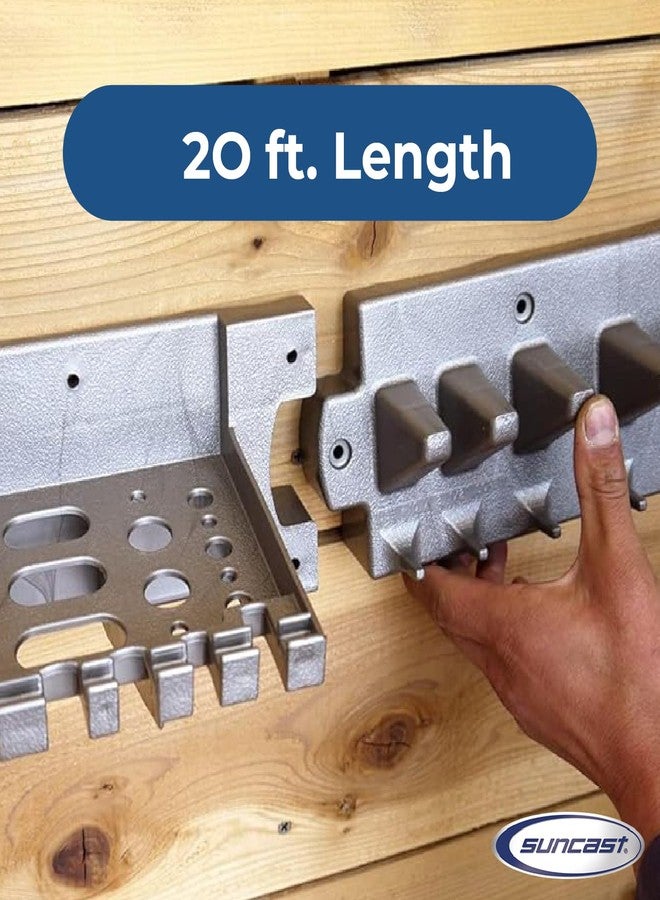 Suncast 4 Pack Wall Stud Mounted Garden Tool Hanger Organizer for Garage or Storage Space, 24 x 4.25 x 6 Inches, Holds Up to 6 Long Handled Tools - Image 2