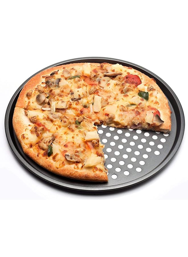 S-TOP Carbon Steel Nonstick Pizza Baking Pan Tray 32cm Pizza Plate Dishes Holder Bakeware Home Kitchen Baking Tools Accessories - Image 1
