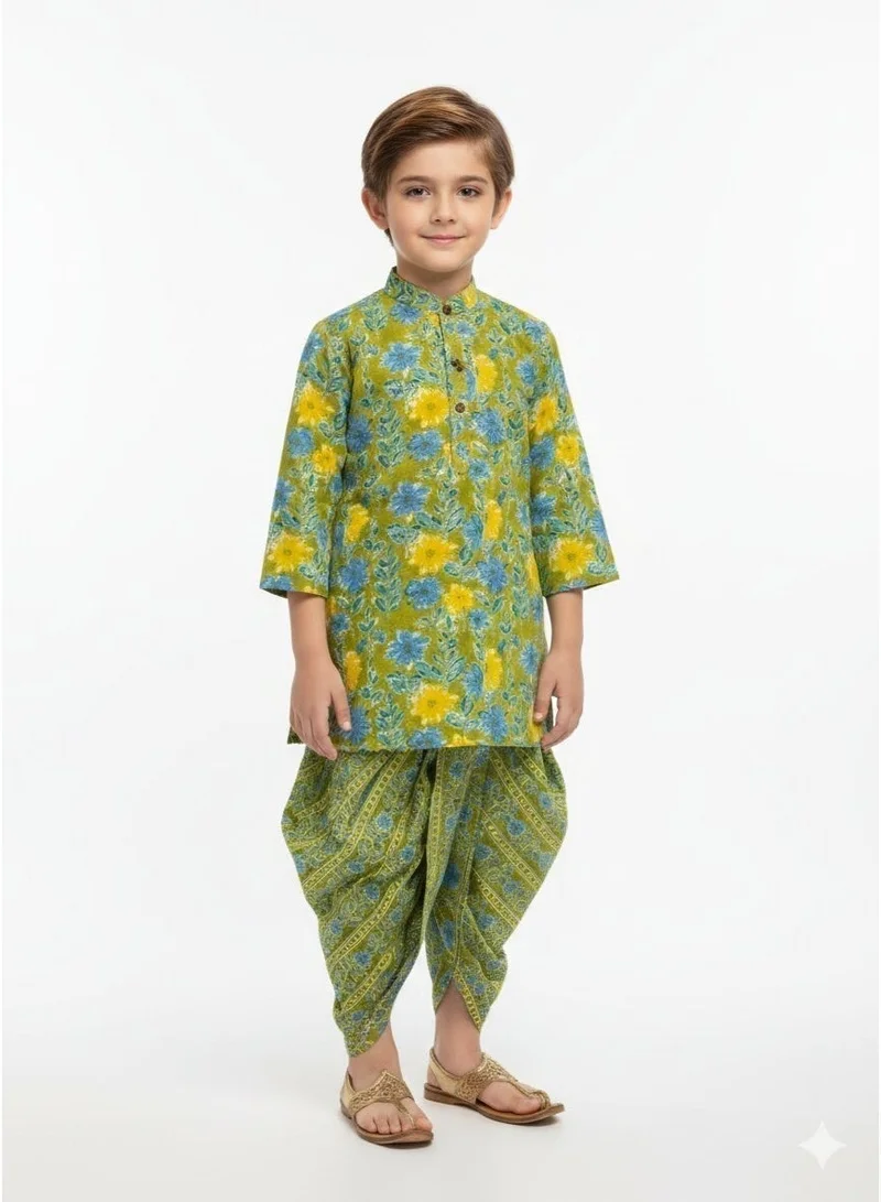 Saka Designs Boys Floral Printed Kurta with Dhoti Pant
