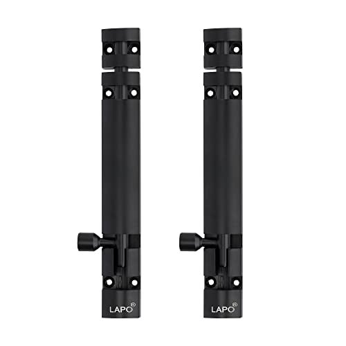 LAPO 2 Pack Premium Aluminum Tower Bolt 6 Inch, Tower Bolt for Main Door and Bathroom, Kundi Door Latch for Bedroom, Chitakni, Tower Bolt for Home,Offices Doors,Windows (Black Finish, Pack of 2) - Image 1