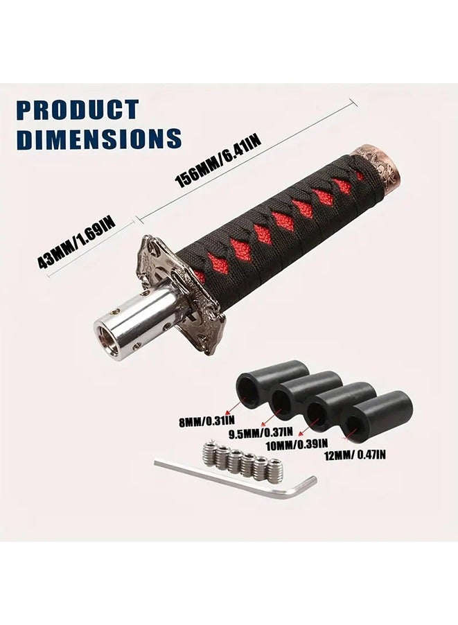Generic Car Gear Lever Stick Knob,Samurai Sword Change Knob, 6-inch Short Gear Shift Knob With 4 Adapters, For Manual Transmission Cars And Most Automatic Transmission Cars (black/red)  - Image 2