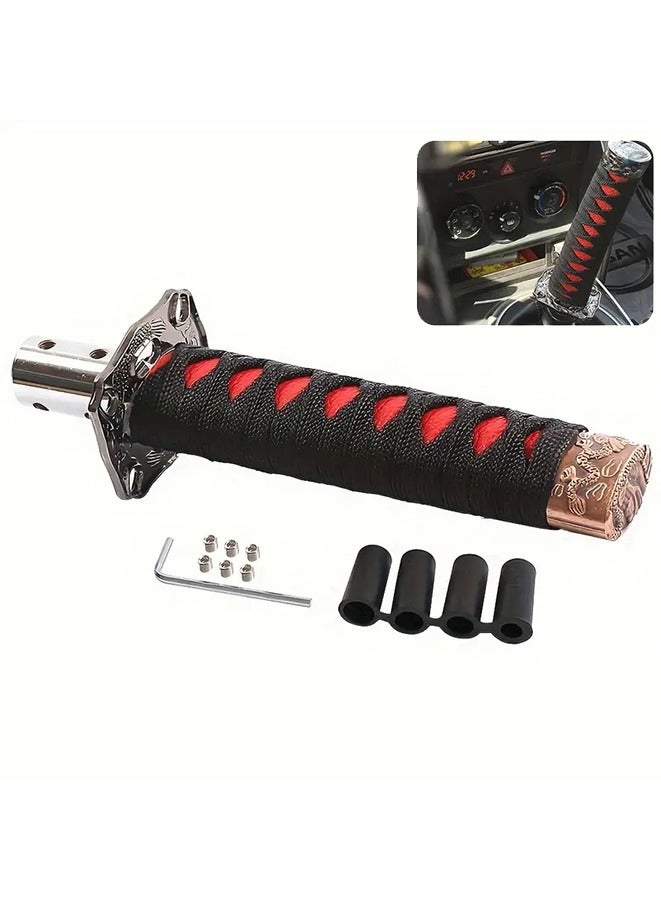 Generic Car Gear Lever Stick Knob,Samurai Sword Change Knob, 6-inch Short Gear Shift Knob With 4 Adapters, For Manual Transmission Cars And Most Automatic Transmission Cars (black/red)  - Image 1