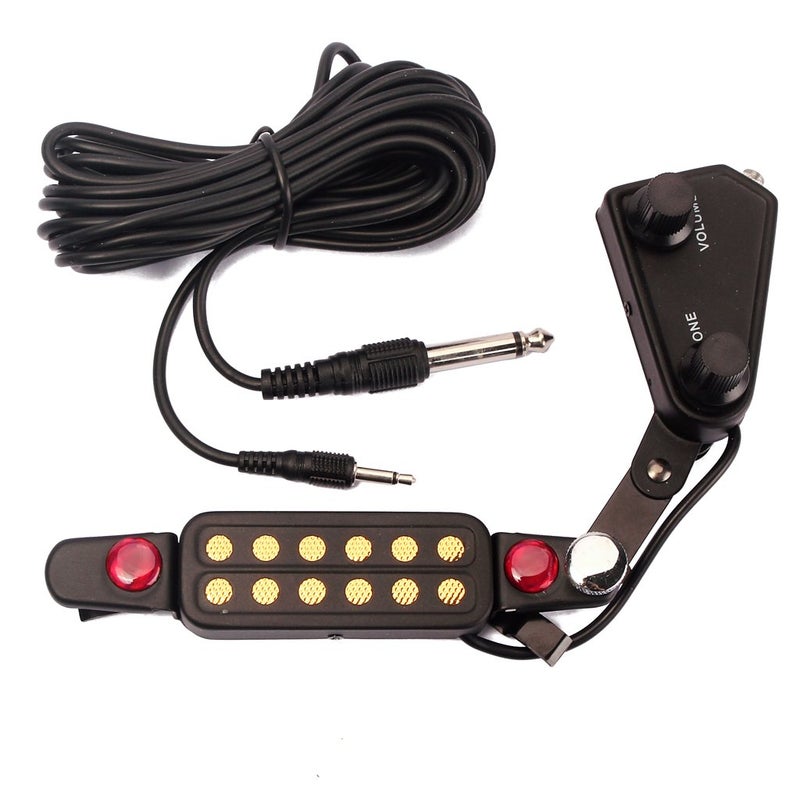 HOYUJI 12 SoundHole Guitar Pickups with Magnetic Preamplifier, Tone and Volume Control, Electric Guitar Pickup Extension, 10 ft Cable - Image 1