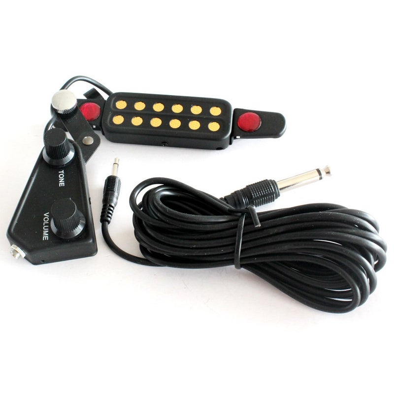 HOYUJI 12 SoundHole Guitar Pickups with Magnetic Preamplifier, Tone and Volume Control, Electric Guitar Pickup Extension, 10 ft Cable - Image 4