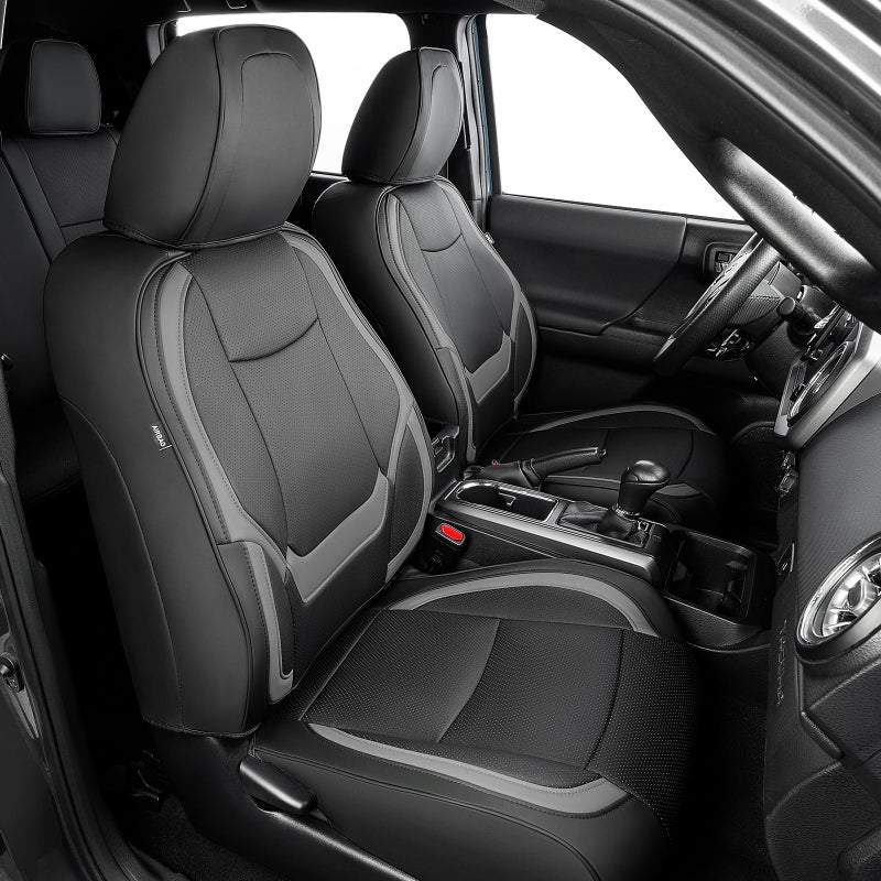 DrCarNow Super Cover for Toyota Tacoma Seat Covers 20162019 2020 2021 2022 2023Fit for Tacoma Crew CabDouble Cab Black and Gray Waterproof Leather AccessoriesNot Fit The Fourth Generation