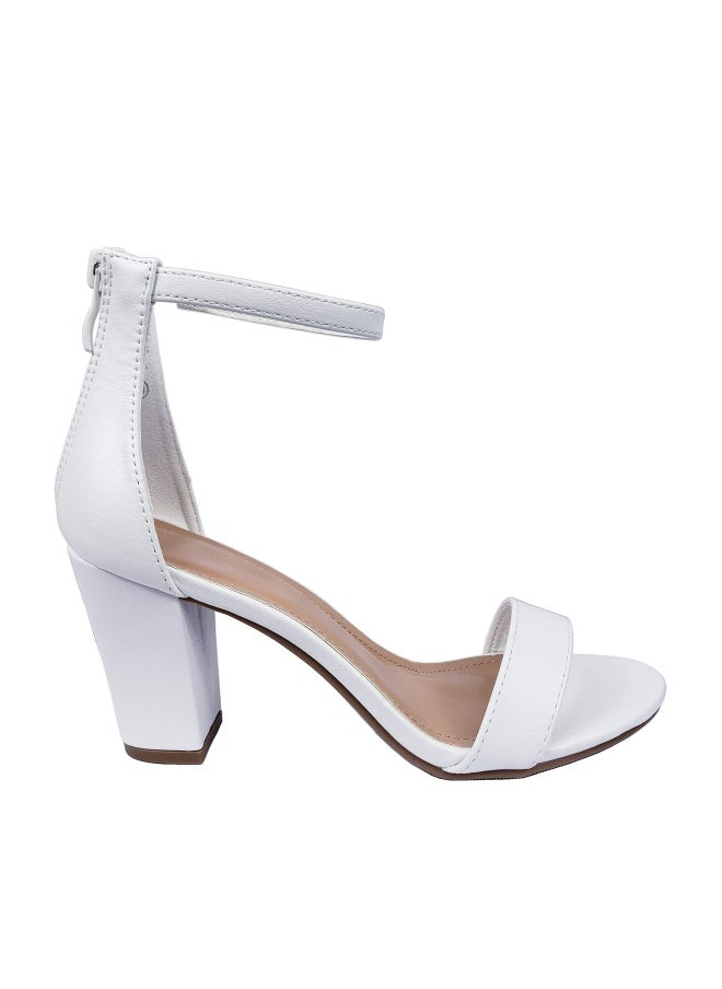 Top Moda Over the Toe Strap Ankle Wrap Strap Heel Open Toe Medium Heel, White, 7 - Image 1