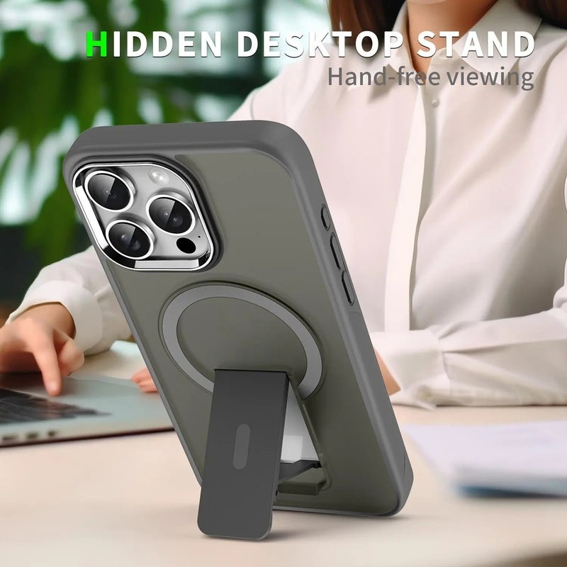 Magnetic Wireless Charging iPhone Case, Luxury Matte Semi-Transparent Stand, Shockproof Soft Buffer, for iPhone 17 16 15 14 13 12 11 Pro Max Plus - Image 5