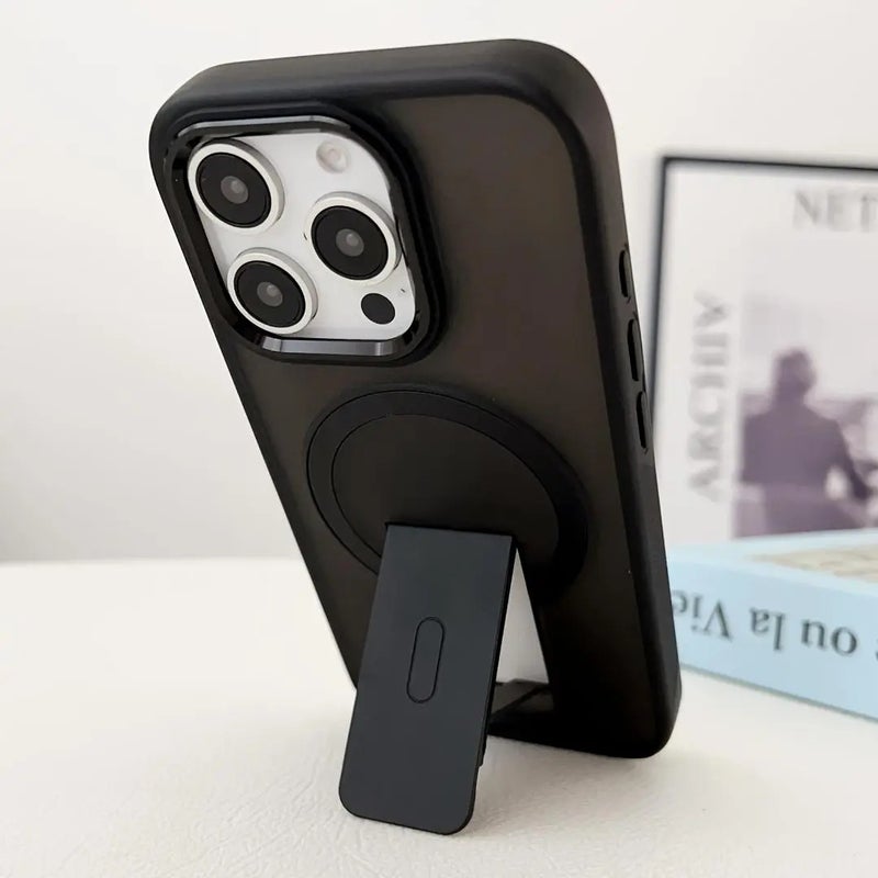 Magnetic Wireless Charging iPhone Case, Luxury Matte Semi-Transparent Stand, Shockproof Soft Buffer, for iPhone 17 16 15 14 13 12 11 Pro Max Plus - Image 1